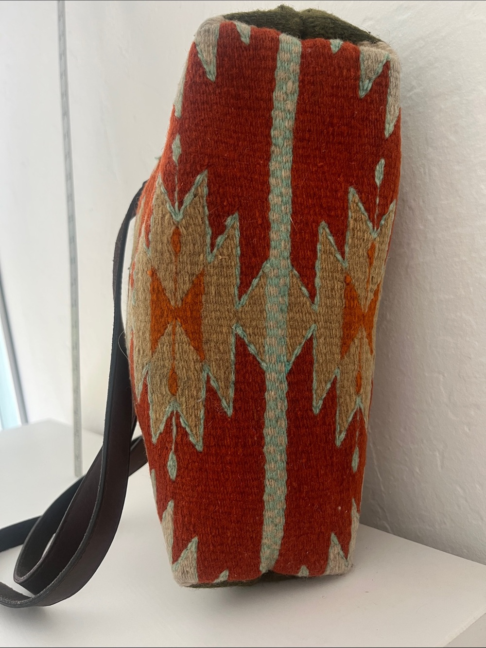 Artisan Aztec Shoulder Bag in Rust, Olive & Cream - Picture 3 of 6